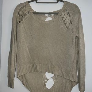 Millau S tan/cream sweater with cut outs